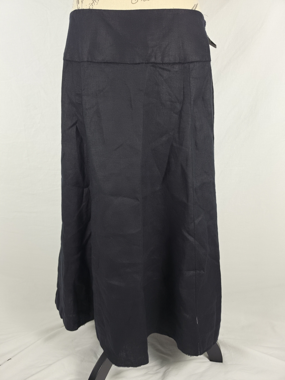 Style & Co. 100% Linen Black Maxi Skirt with Ladder Trim Detailing – Size 12
